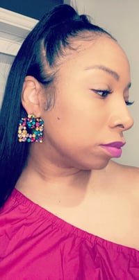 Image 2 of Kyeren square rhinestone earrings 