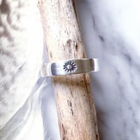 Image 3 of Celestial Sterling Silver Wedding Rings. Crescent Moon & Sun Rings - Oxidised