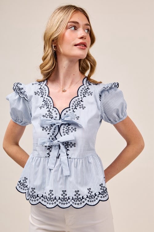 Image of BLUEBELL EMBROIDERED TOP