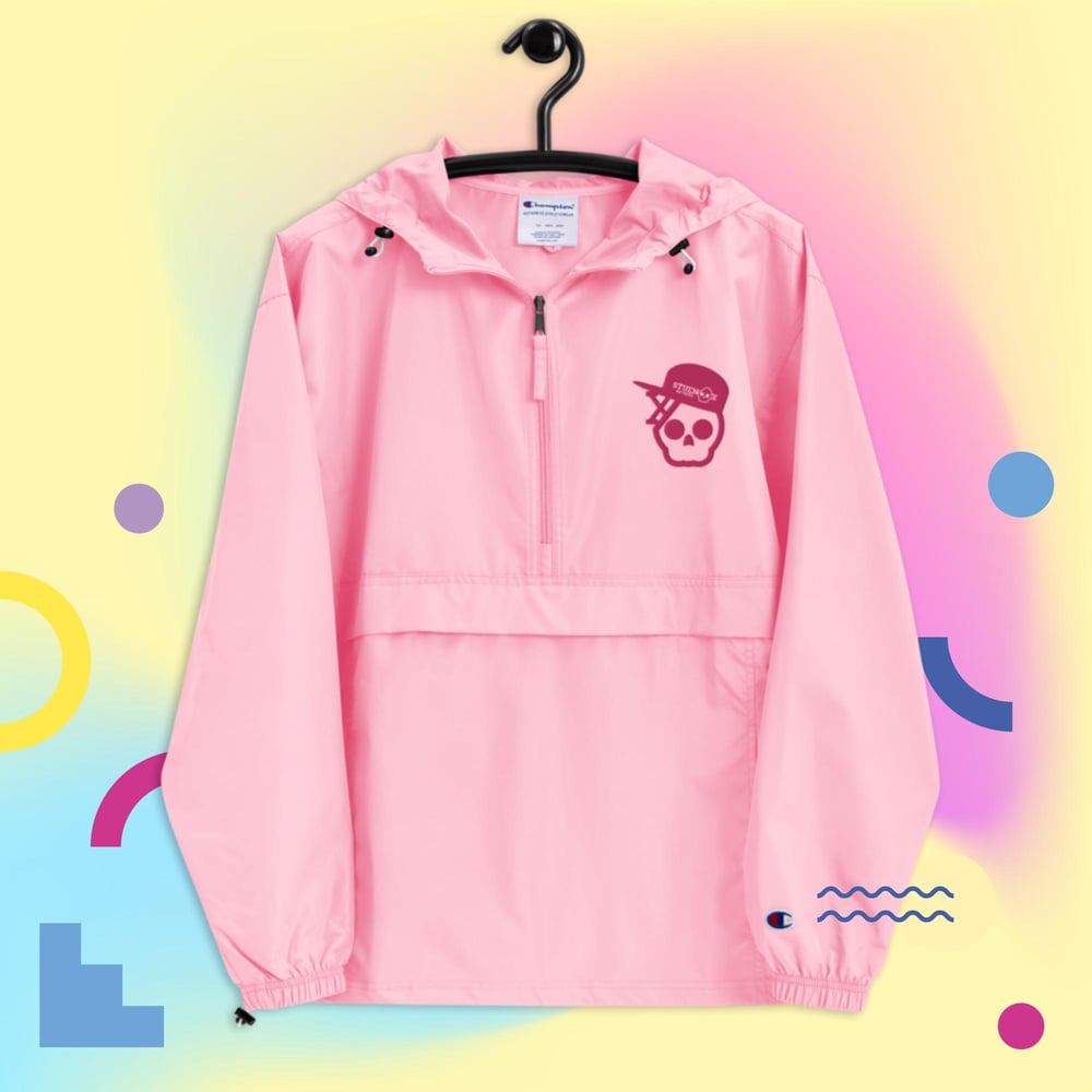 My Skull Is Flamingo Embroidered Champion Packable Jacket