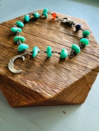 Image 5 of chunky turquoise and gemstone charm bracelet