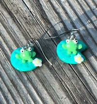 Image 1 of Frogs on a lily pad earrings