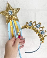 Image 2 of Baby Blue & Gold Princess tiara crown princess dress up hair accessories 