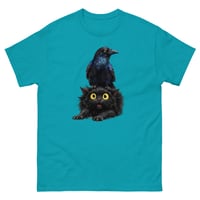 Image 4 of Unisex classic tee, Black Cat Raven Crow Funny Gothic tee