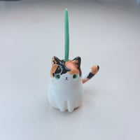 Image 3 of Calico Cat With Teletubbies Antenna Ceramic Figurine