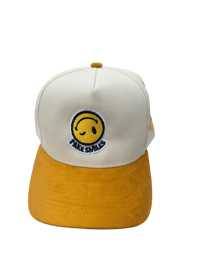 Image 1 of cream and yellow SnapBack sude brim 