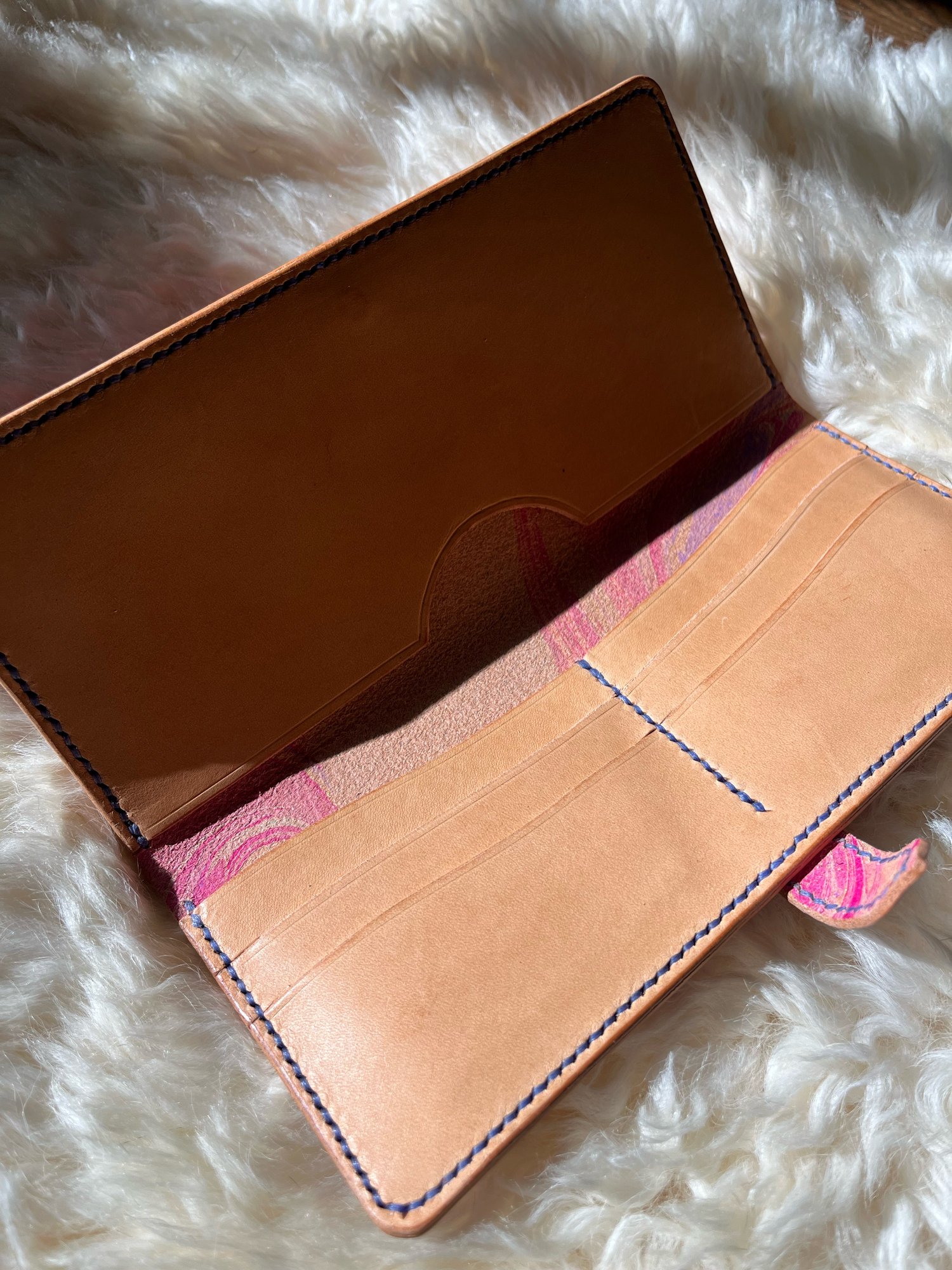 Image of Pink/Gold Marbled Long Wallet