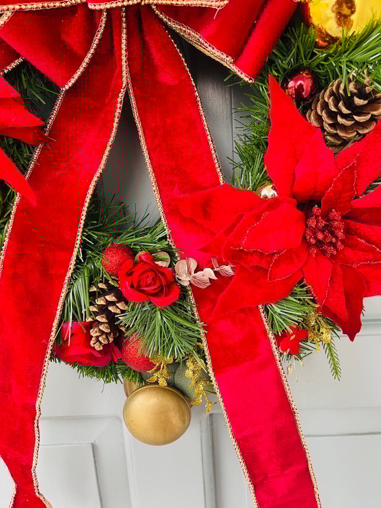 Image of 55cm Big Red Bow Large Poinsettias 