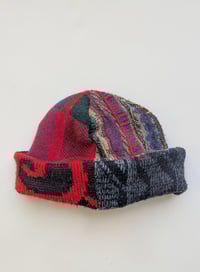 Image 3 of Upcycled Reversible Beanie Black x Red Coogi