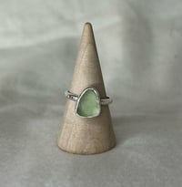 Image 1 of Hammered Band Sea Foam Sea Glass Ring UK Size M