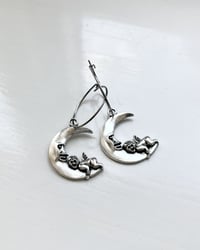 Image 2 of Silver Cherub Moon Hoops