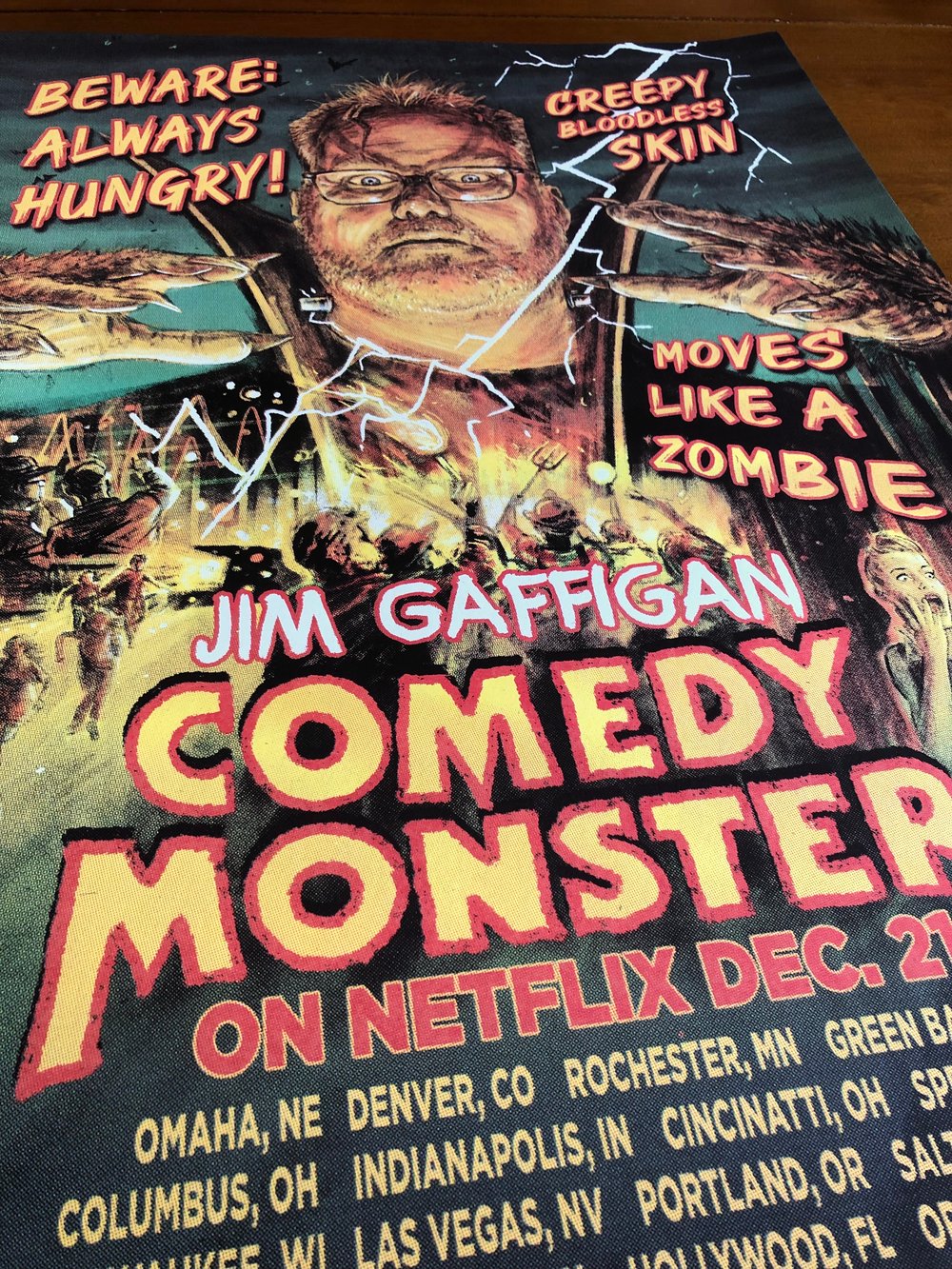 Jim Gaffigan Comedy Monster Tour 2021 Screen Printed Poster