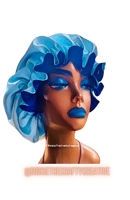 Image 2 of Turquoise/Teal Reversible Satin Sleeping Bonnet 