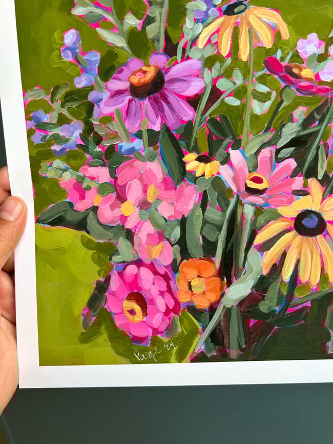 Charteuse Wildflower Print, 9x11"