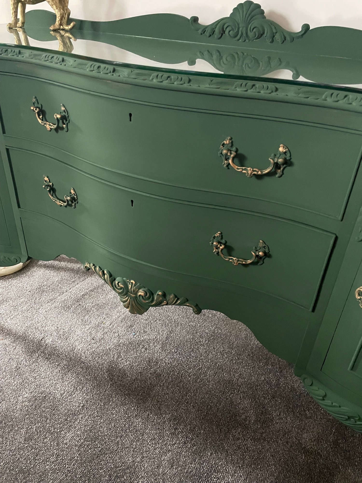 Image of Stunning Green & gold sideboard