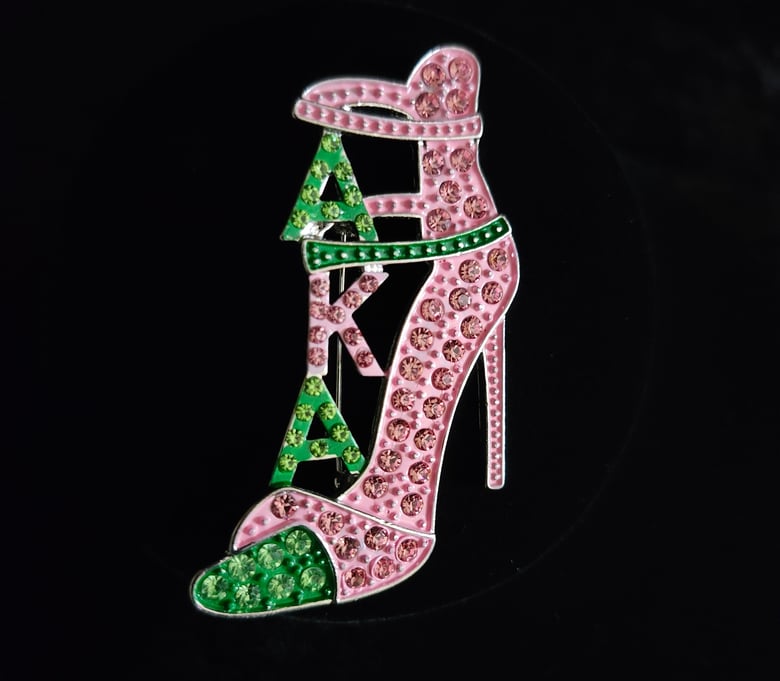 Image of AKA Pink & Green Design Brooch 