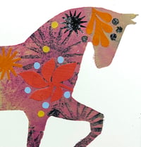 Image 3 of Sorrel,a multicoloured monoprinted horse with collage elements 