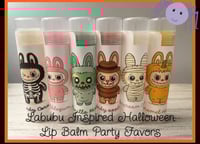 Image 1 of Inspired Labubu Monster Organic Lip Balm Party Favors- Set of 5