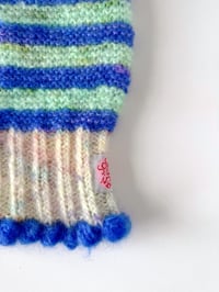 Image 5 of Sofie and Iris Striped Mint, Violet, Pastel Yellow and Lilac Mohair Balaclava