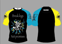 Image 4 of Break Legs rashguard  (black and colour) 