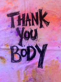 Image 1 of Pink and purple multi colour tie dye shirt with black text (5XL)