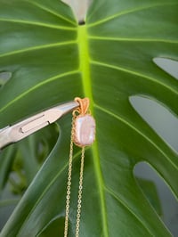 Image 3 of Gold Baroque Pearl Rectangle Crystal Necklace