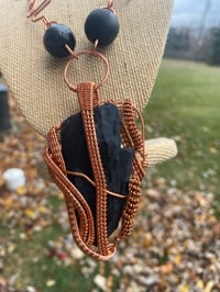 Image 3 of Obsidian & Copper Necklace 