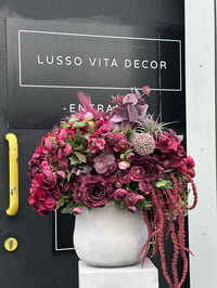 Image 2 of NEW - BURGUNDY MIXED FLOWERS IN CONCRETE VASE