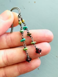 Image 4 of turquoise and garnet earrings