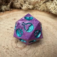 Image 1 of Purple Death Save D20 Dice for Dungeons and Dragons