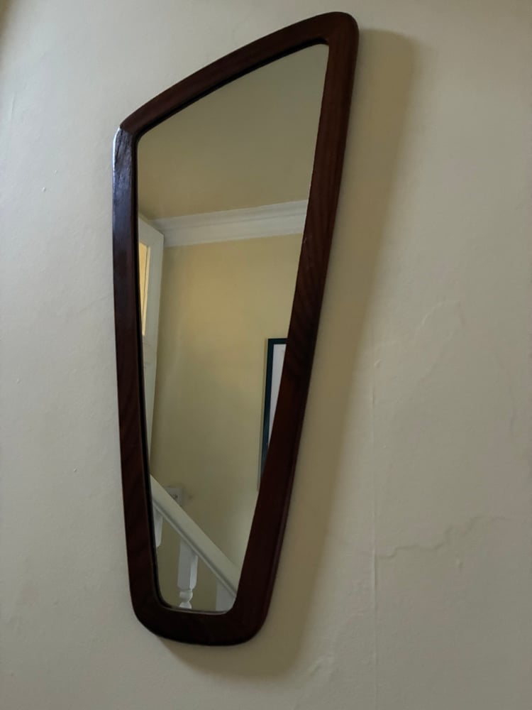 Image of Asymmetric Mid Century Teak Mirror