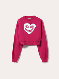 OG Mizzle heart Crop Crewneck (hot pink)