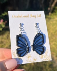 Image 4 of Blue Monarch Butterfly Earrings 