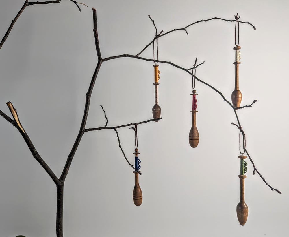 Image of Lace making bobbin decorations (option 2 - single line of stitch)