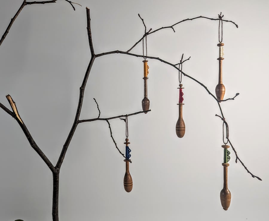 Image of Lace making bobbin decorations (option 2 - single line of stitch)