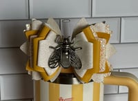 Image 1 of Butter Bee Tumbler Straw Topper Bow