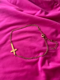 Image 2 of Cross anklet stainless steel Gold