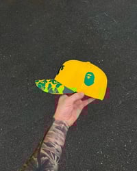 Image 3 of  FOREST GREEN BRIM YELLOW OAKLAND ATHLETICS CUSTOM FITTED CAP