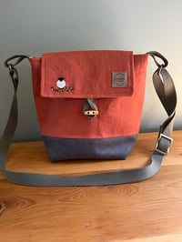Image 1 of Fabric Shoulder Bag - Sheep on Rust Cotton Linen