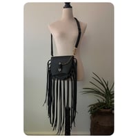 Image 4 of The Asile Fringe Crossbody - Matte Black Leather