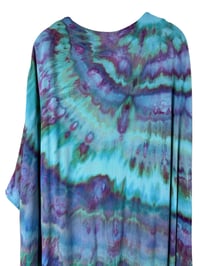 Image 6 of M/L Long Woven Kimono in Mermaid Watercolor Ice Dye