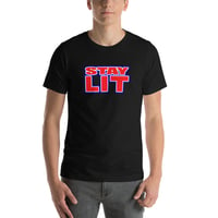 Image 4 of STAY LIT RED/BLUE TRIM Short-Sleeve Unisex T-Shirt