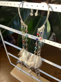 Image 2 of Rainbow Heart Feather Ear Cuffs 