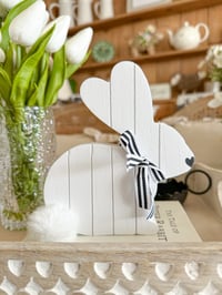 Image 1 of SALE!Cotton Tail Wooden Bunny