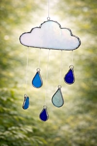 Image 1 of Rain Cloud Stained Glass Suncatcher