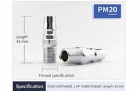 Image 1 of 5pcs PM20 C-Type Quick Connector Quick Disconnect Air Hose Fitting