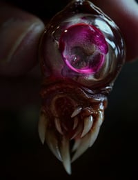 Image 6 of Little Magenta Monster Toothy pendant, OOAK,