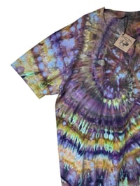 Image 3 of XXL Adult Combed Cotton Tee in Earthy Cool Spiral Ice Dye