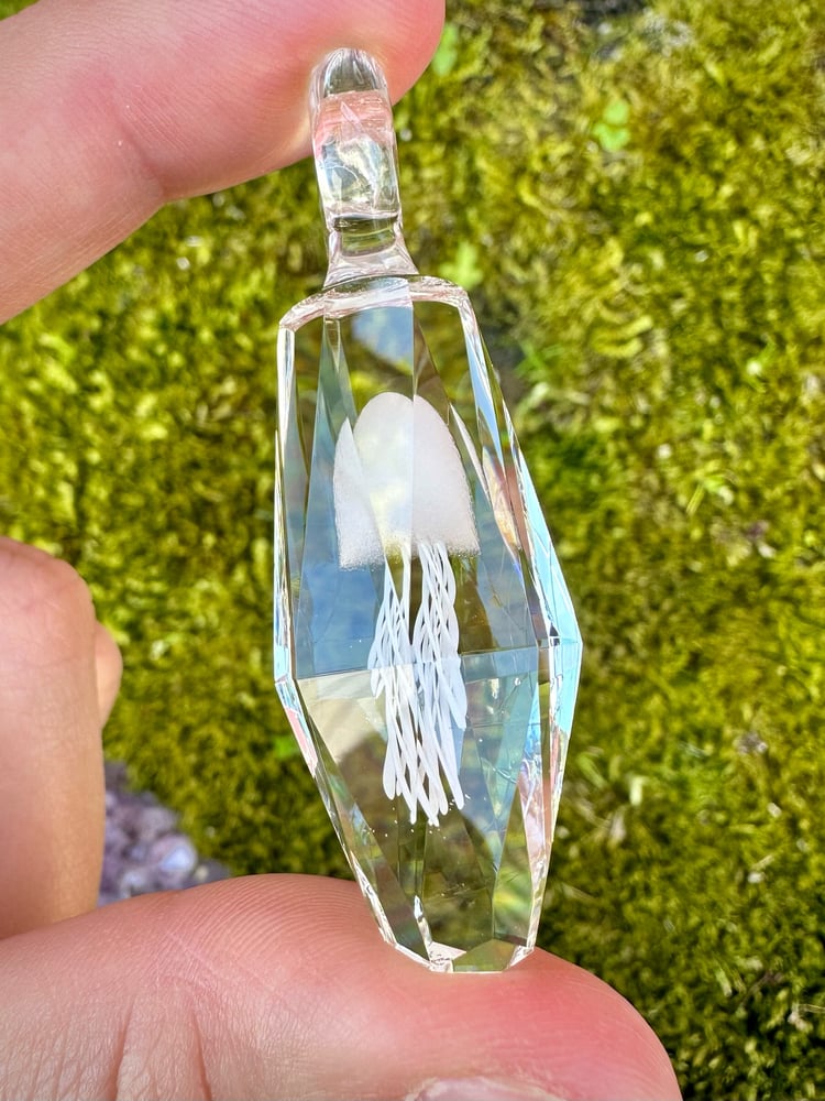 Image of Glow in the dark faceted jellyfish pendant 
