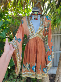 Image 1 of Sienna Glitter wrap dress -Beige